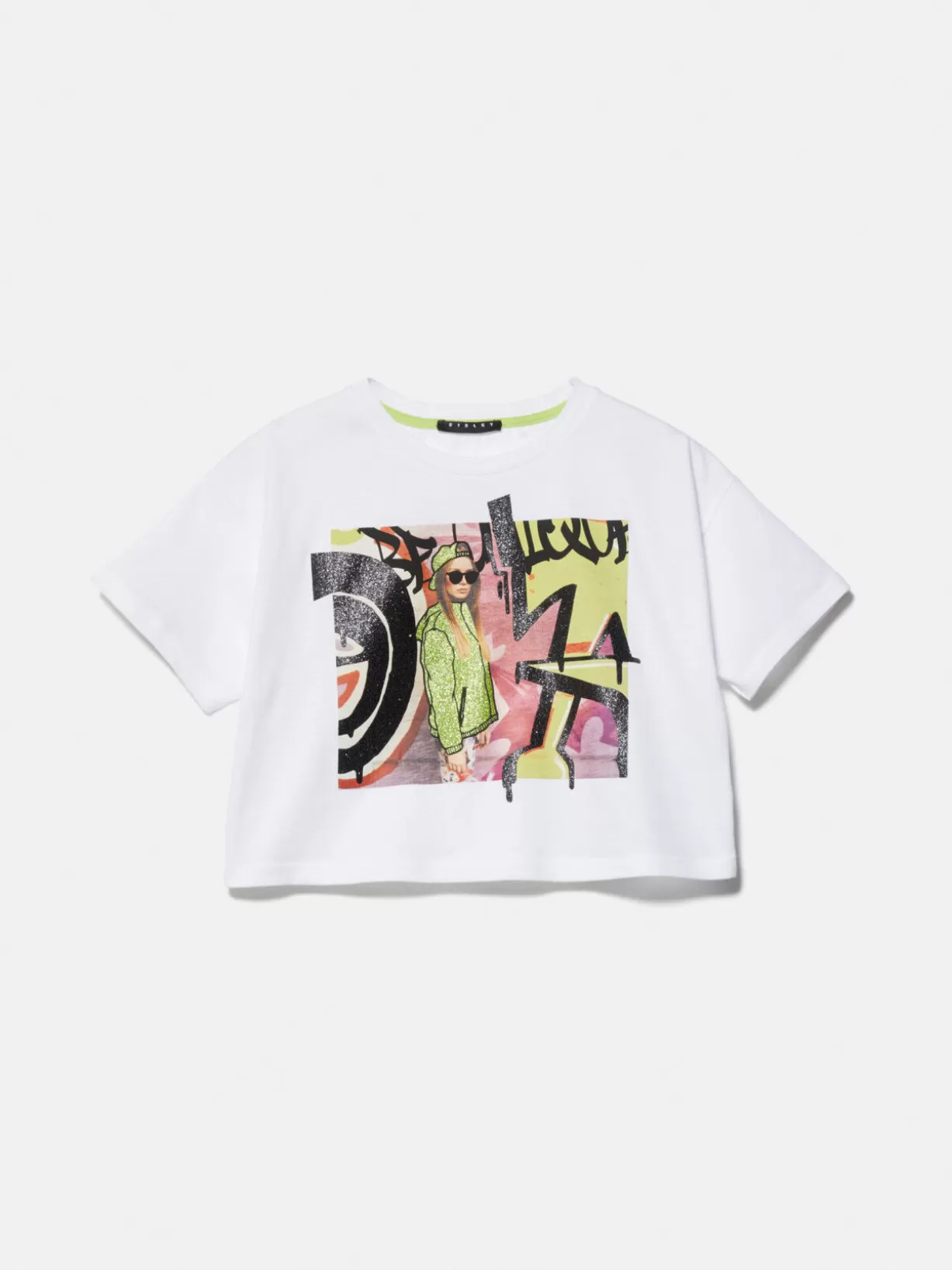 Boxy T-Shirt With Print And Glitter<Sisley Best