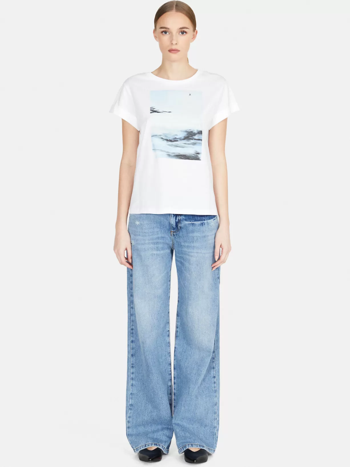 Crew Neck T-Shirt With Print<Sisley Cheap