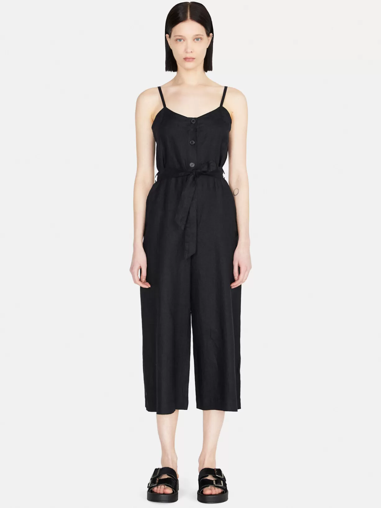 Cropped 100% Linen Jumpsuit<Sisley Store