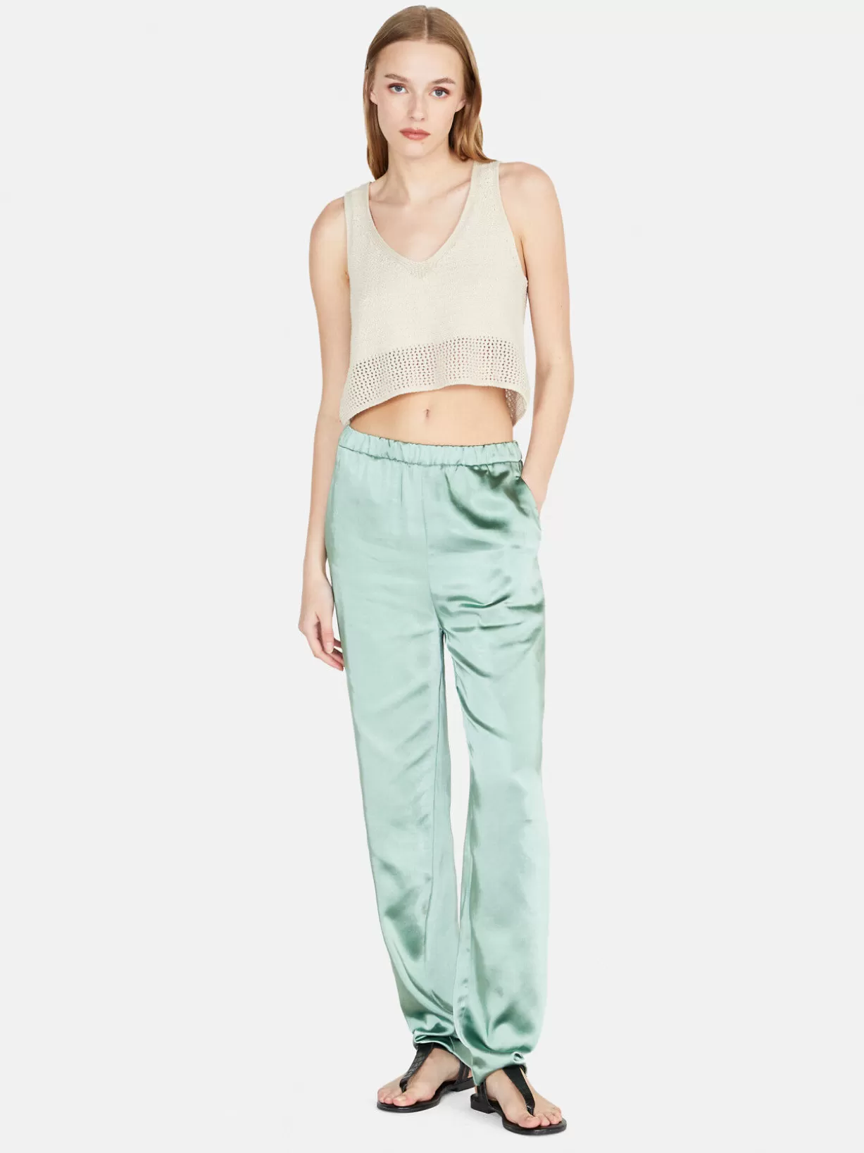 Cropped Open-Knit Top<Sisley Hot