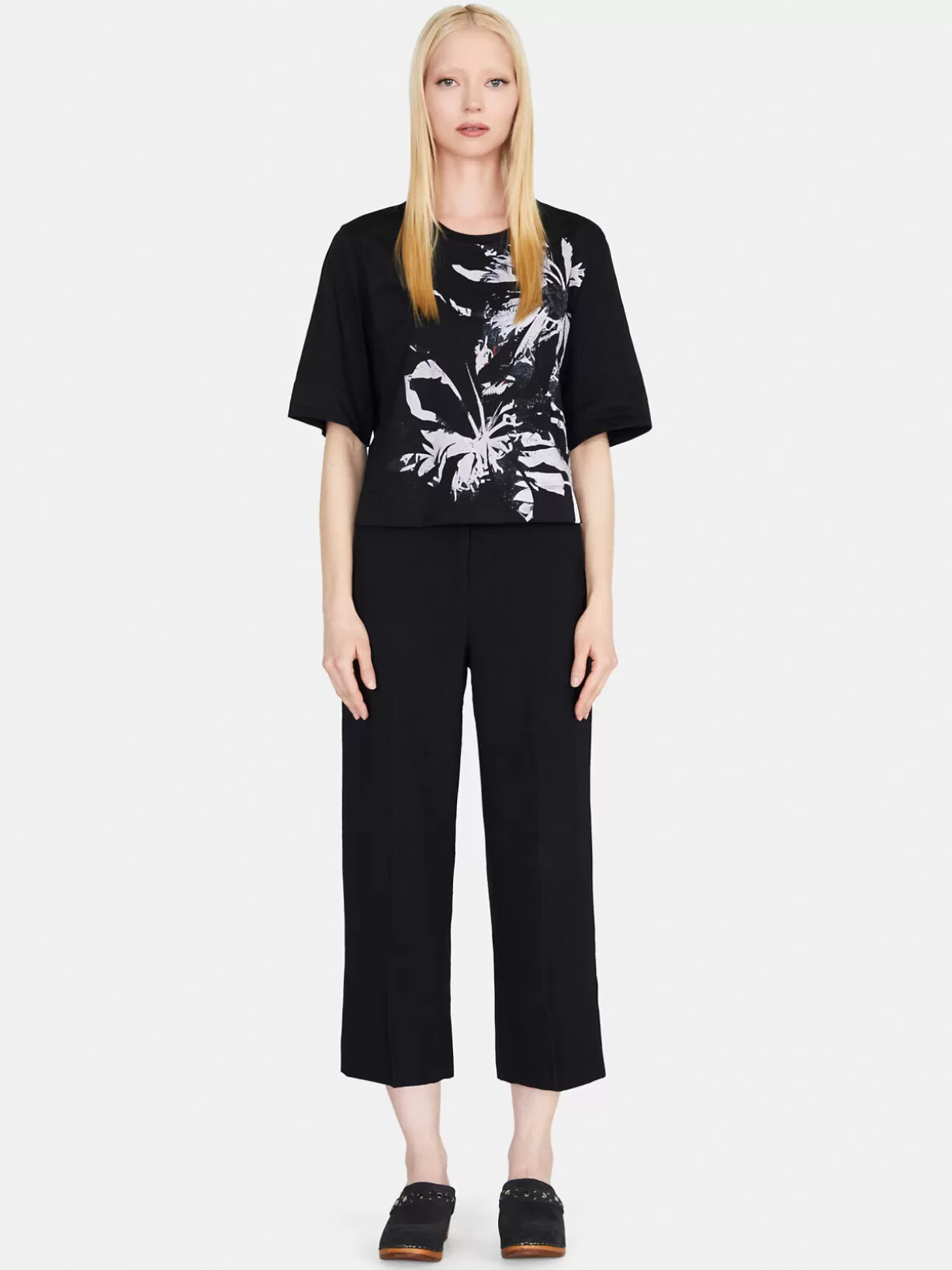 Cropped Oversized Fit T-Shirt With Print<Sisley Cheap