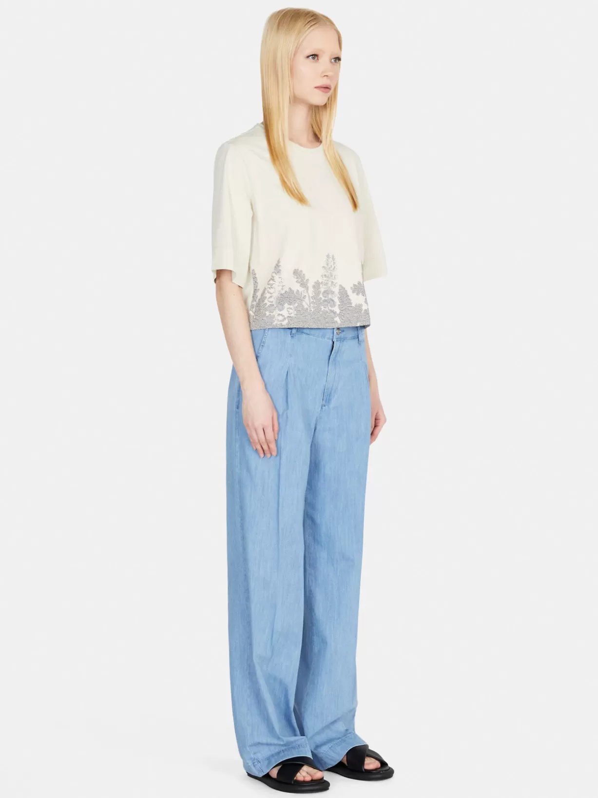 Cropped Oversized Fit T-Shirt With Print<Sisley Fashion