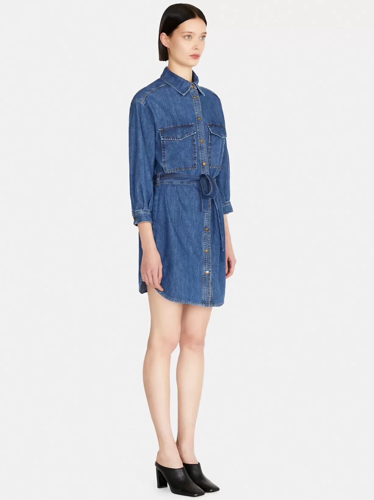 Denim Shirt Dress With Belt<Sisley Online