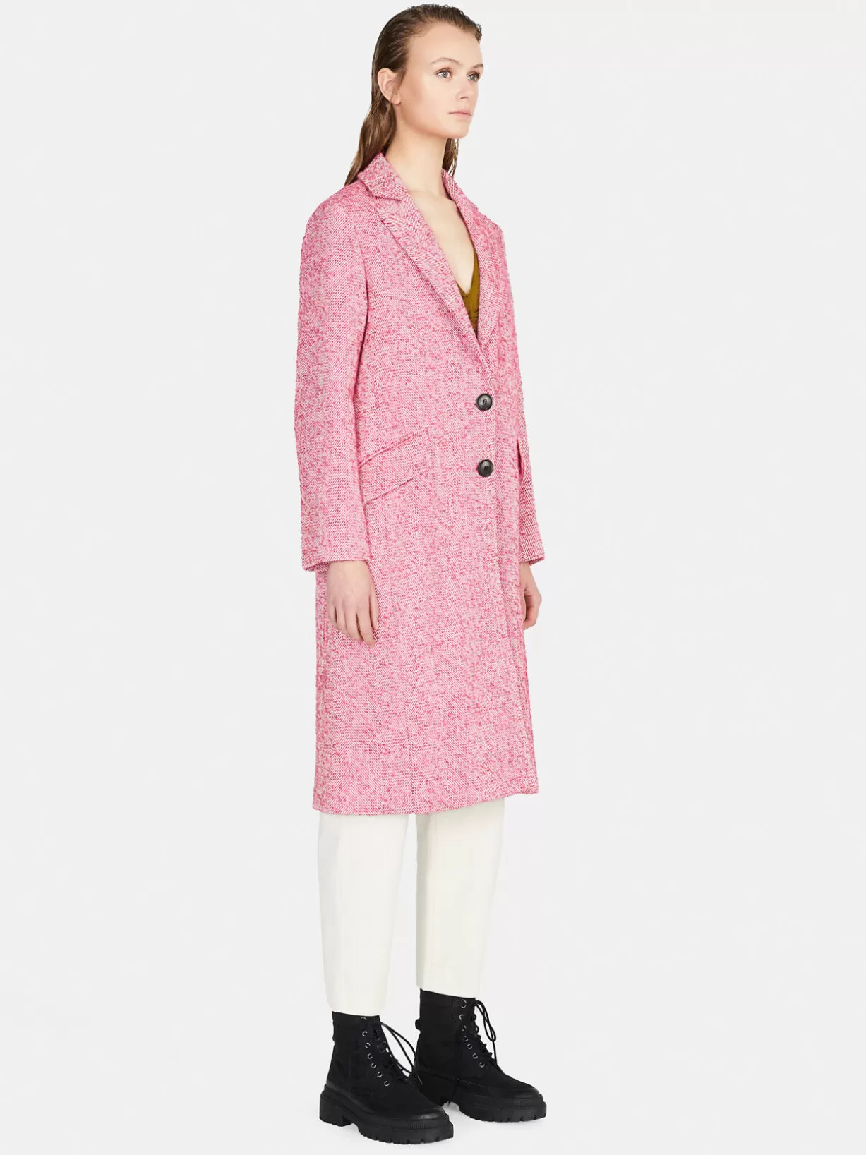 Long Yarn Dyed Coat<Sisley Sale