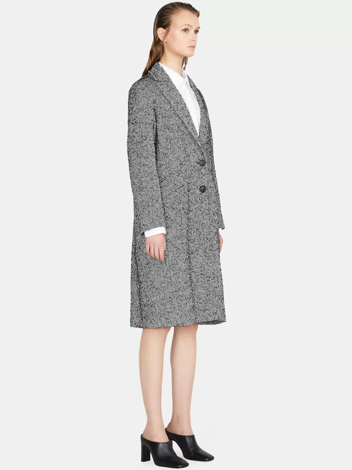 Long Yarn Dyed Coat<Sisley New