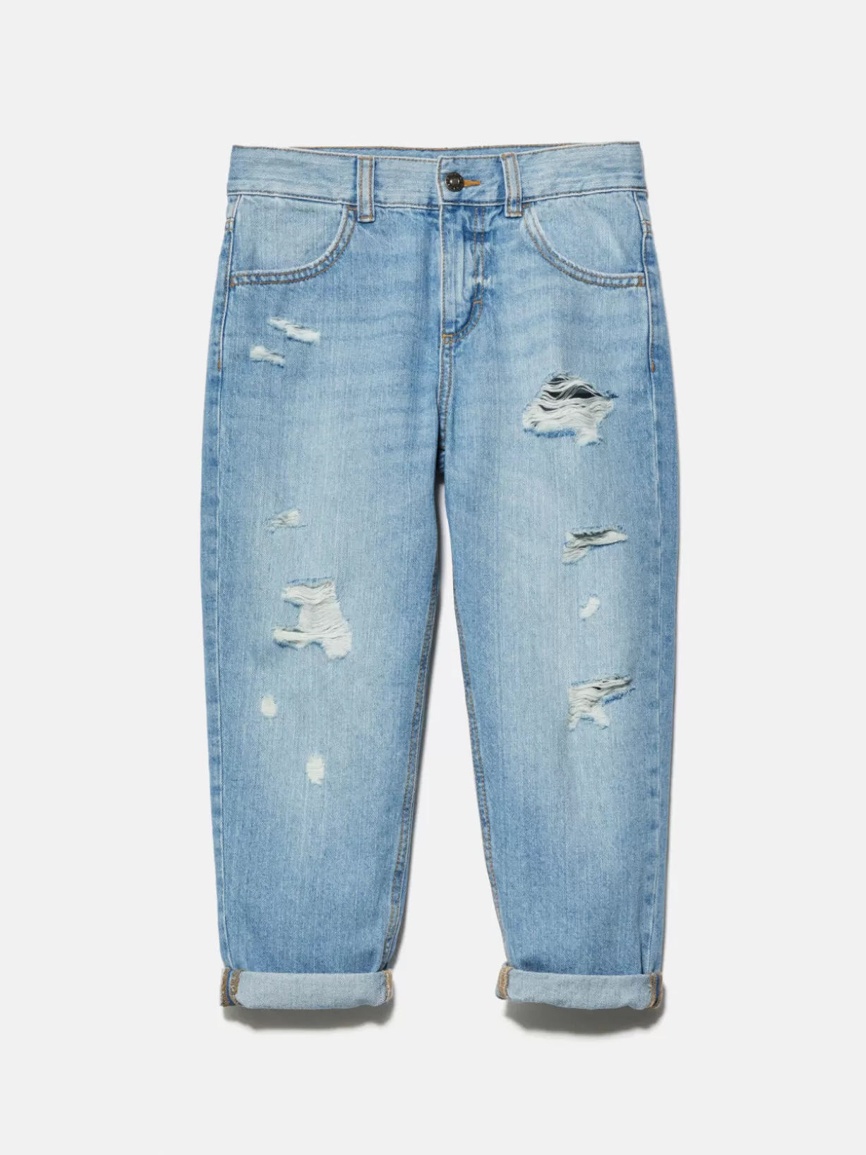 Oversized Jeans With Rips<Sisley Flash Sale