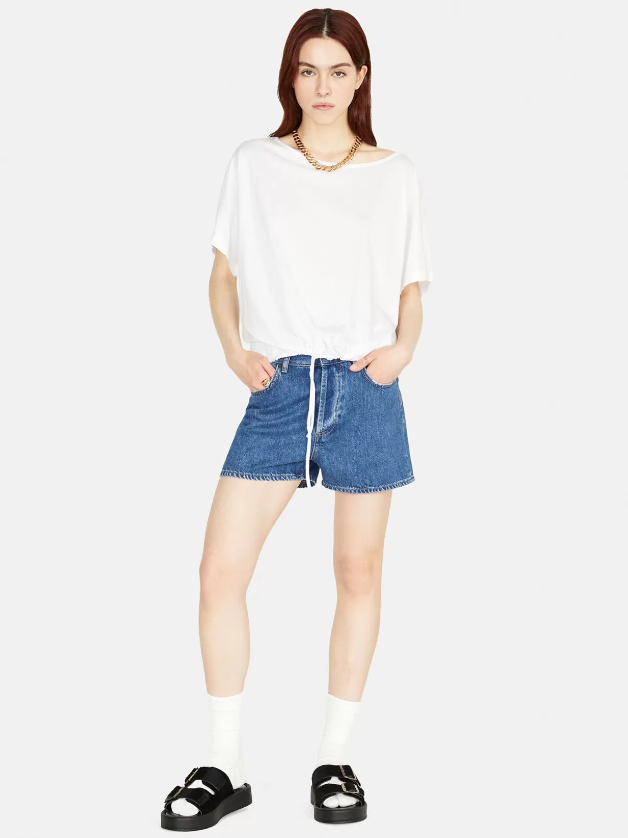 Oversized T-Shirt With Drawstring<Sisley New