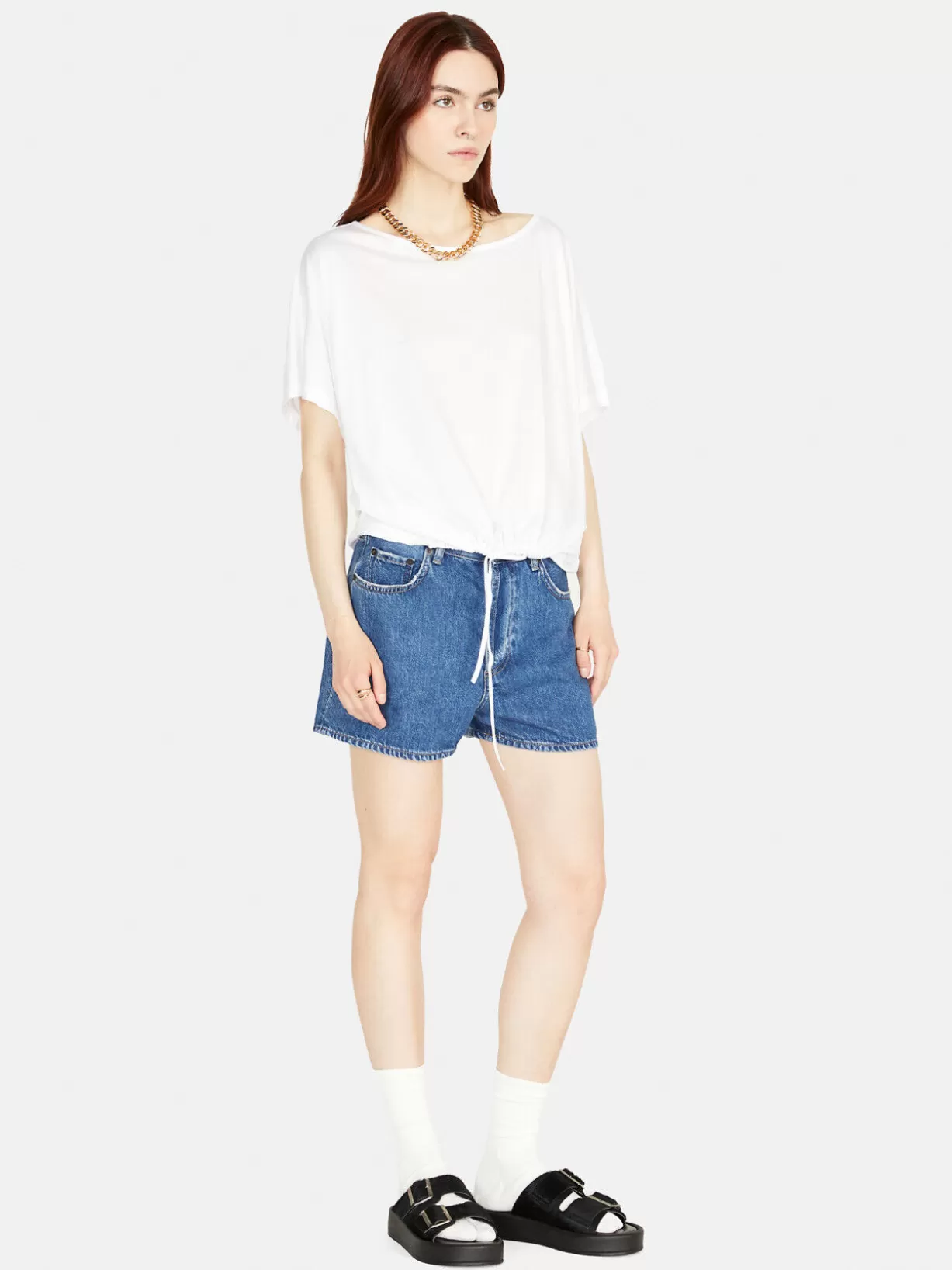 Oversized T-Shirt With Drawstring<Sisley New