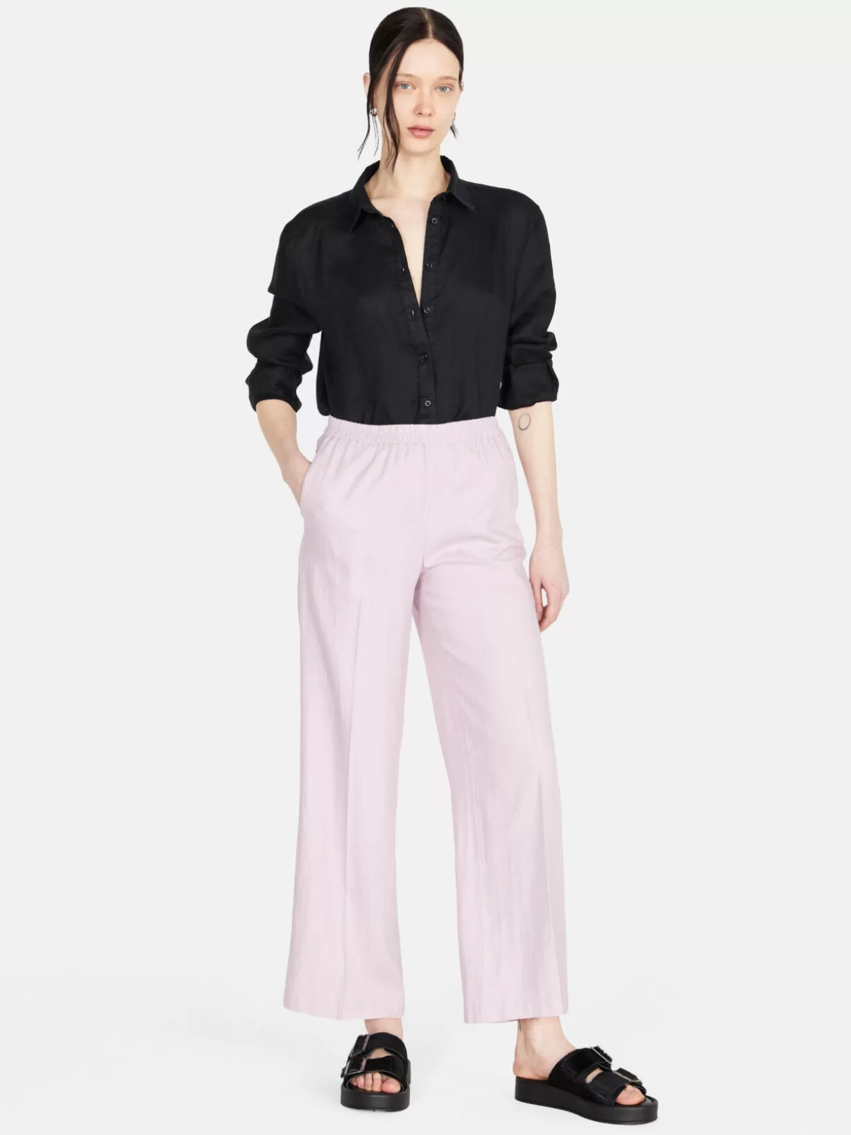 Palazzo Trousers In Linen Blend<Sisley Shop