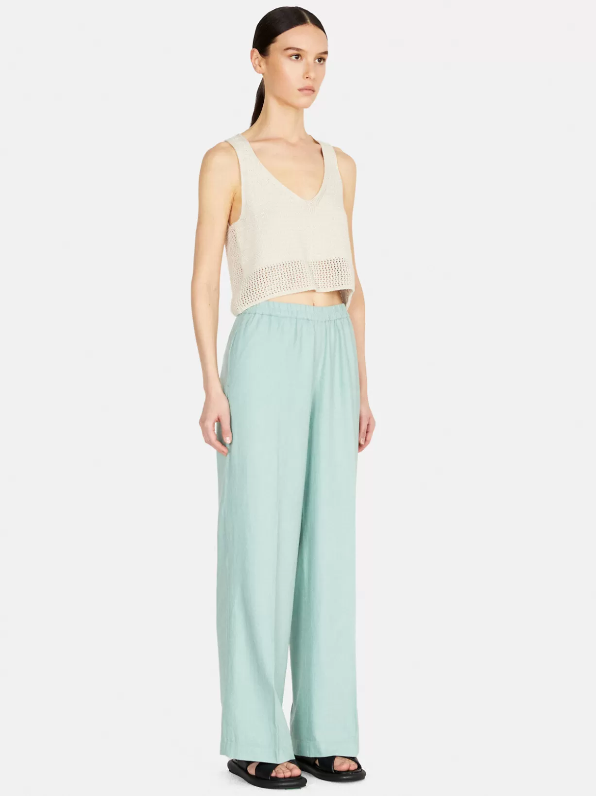 Palazzo Trousers In Linen Blend<Sisley Outlet