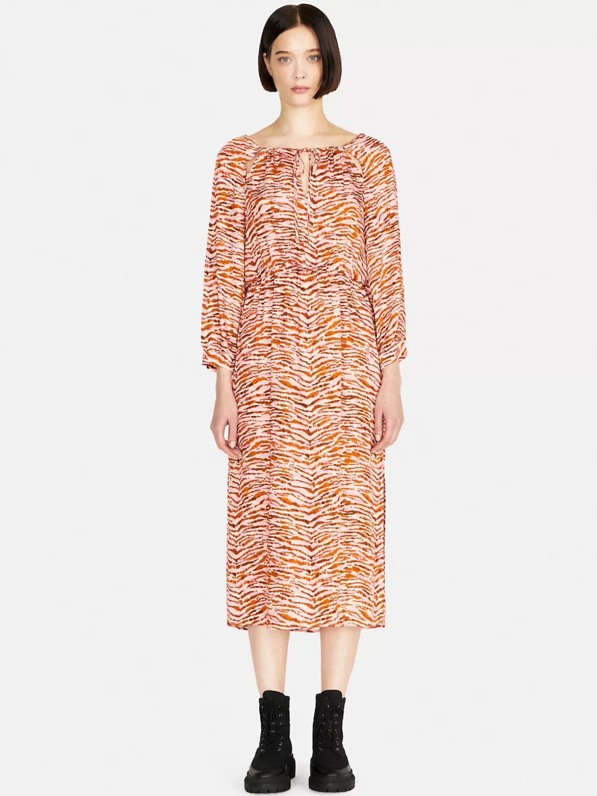 Printed Satin Midi Dress<Sisley Sale