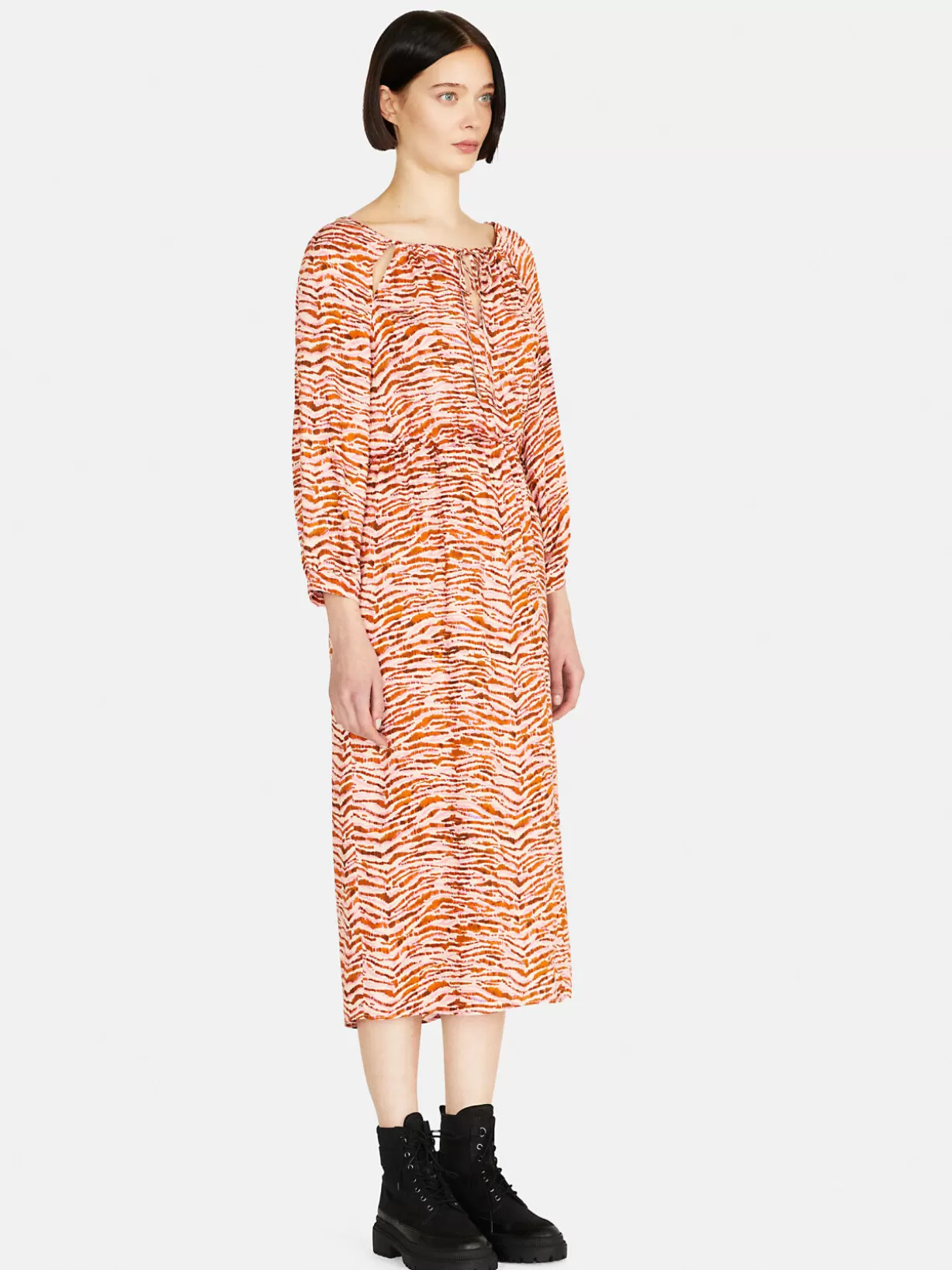 Printed Satin Midi Dress<Sisley Sale