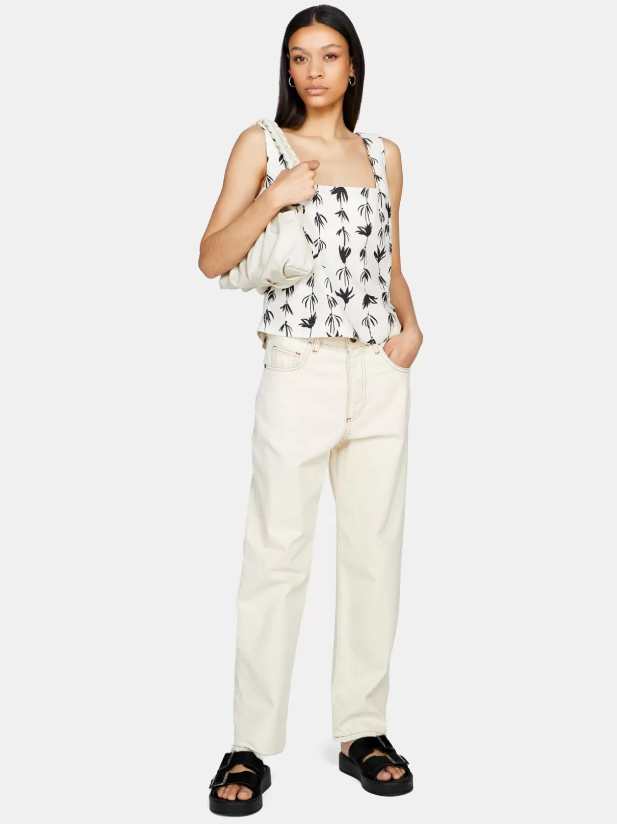 Printed Top With Squared Neck<Sisley Best Sale