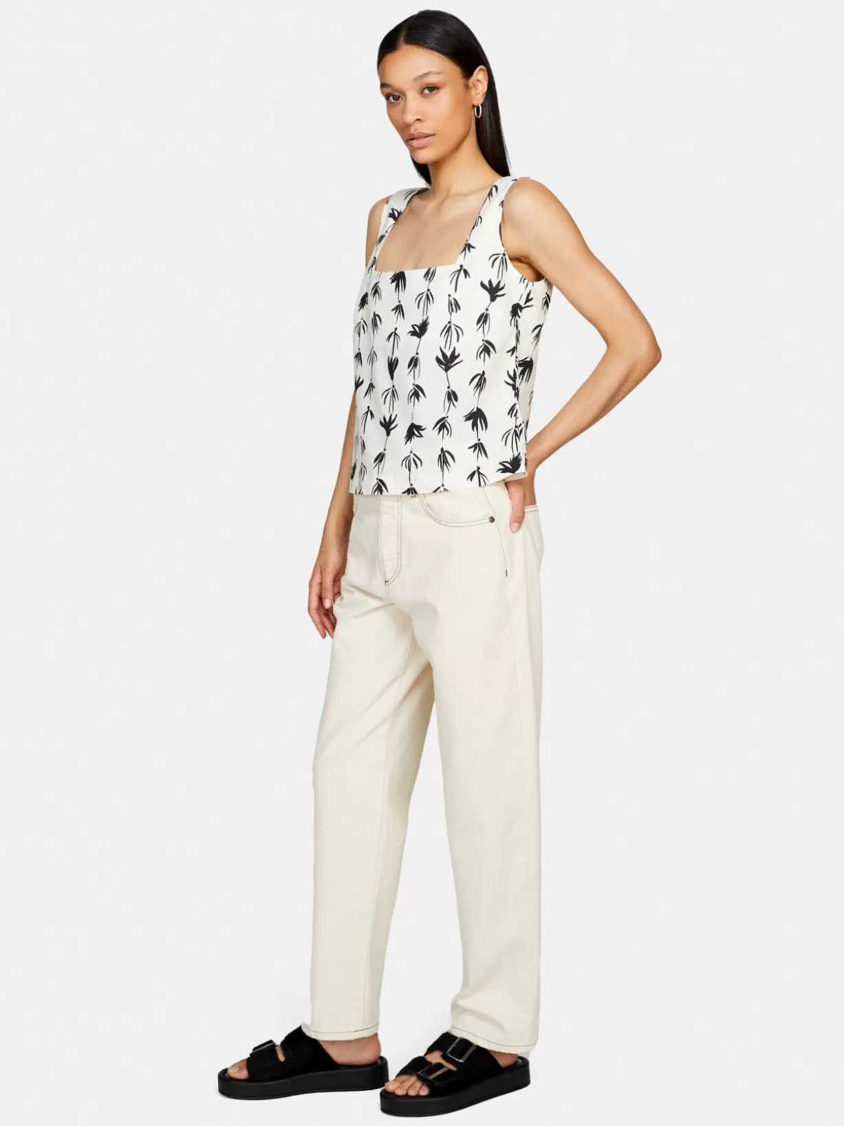 Printed Top With Squared Neck<Sisley Best Sale