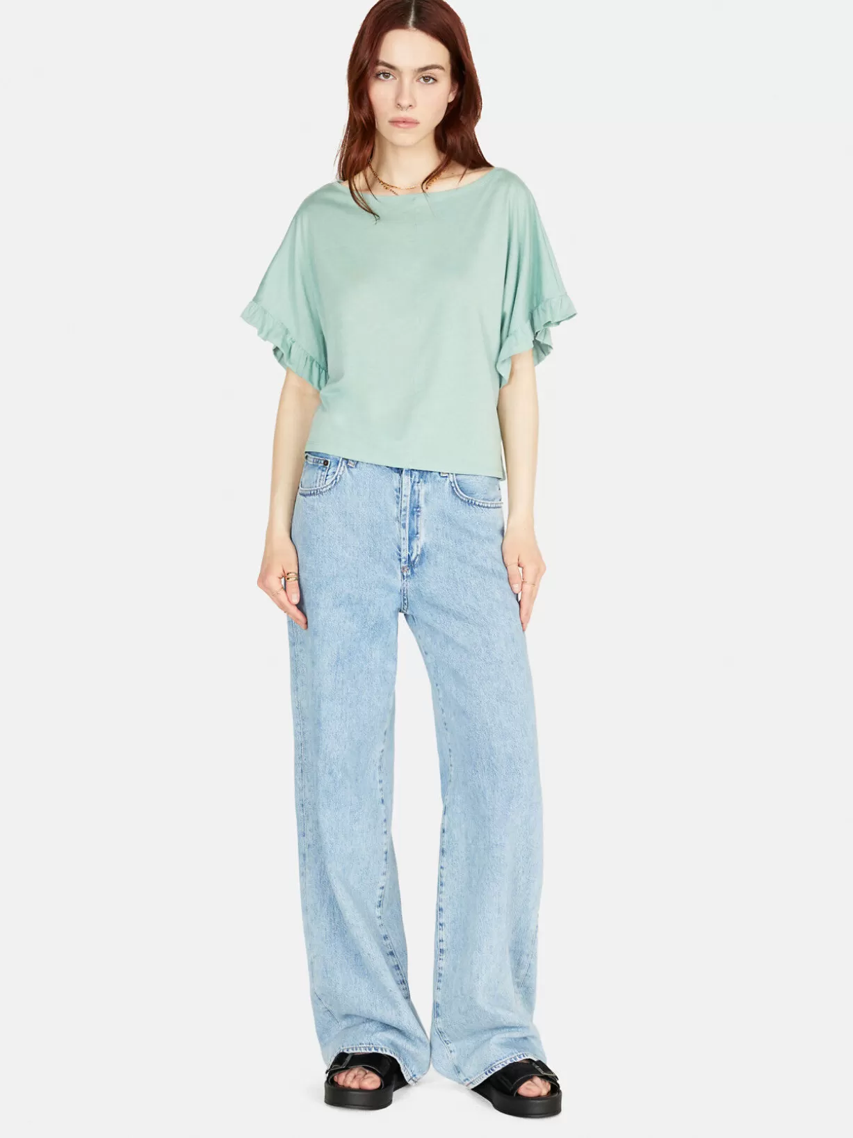 Relaxed Fit T-Shirt With Ruffles<Sisley Cheap