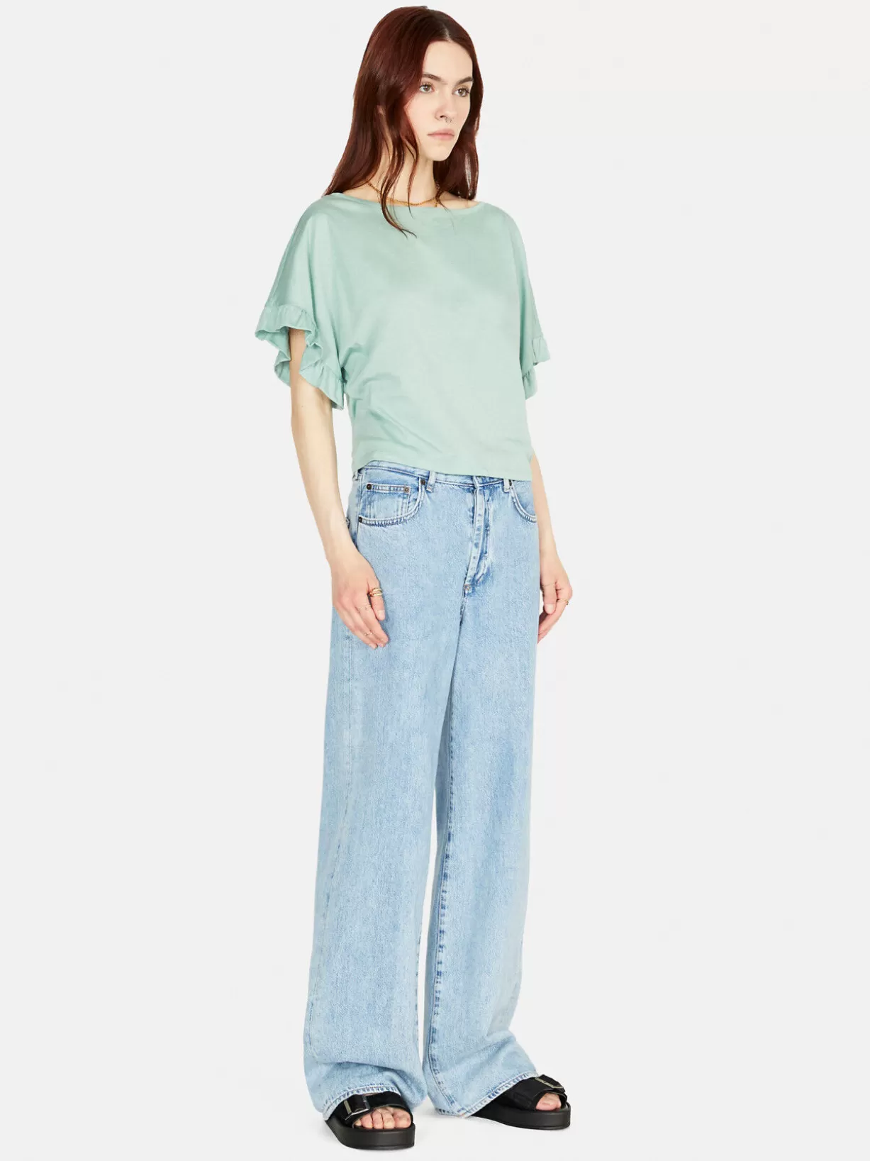 Relaxed Fit T-Shirt With Ruffles<Sisley Cheap