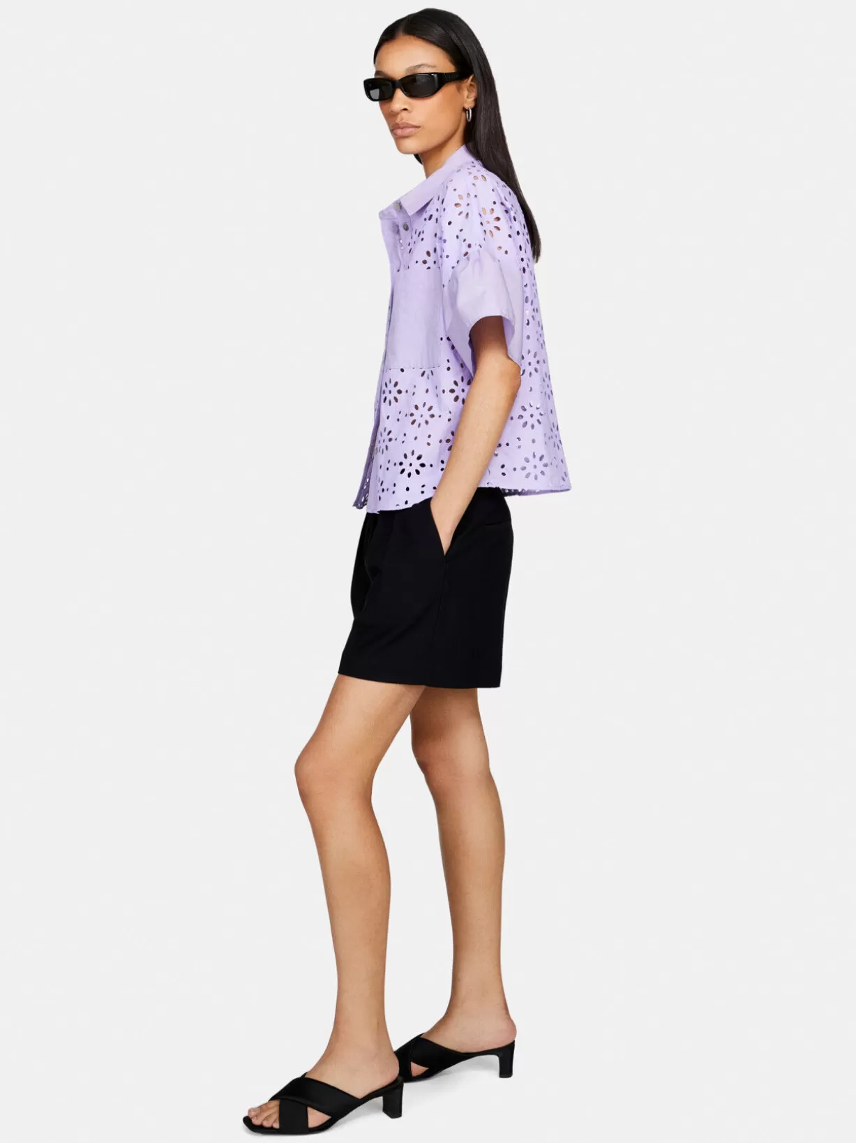 Shirt In Broderie Anglaise With Pocket<Sisley Clearance