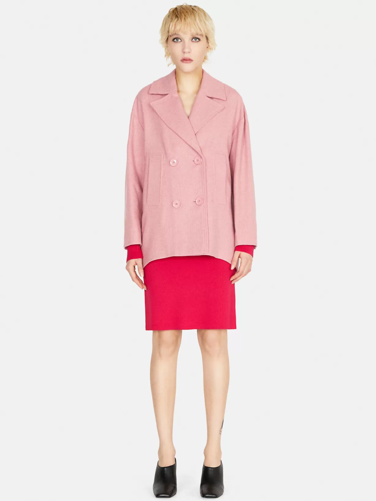 Short Double-Breasted Coat<Sisley Cheap