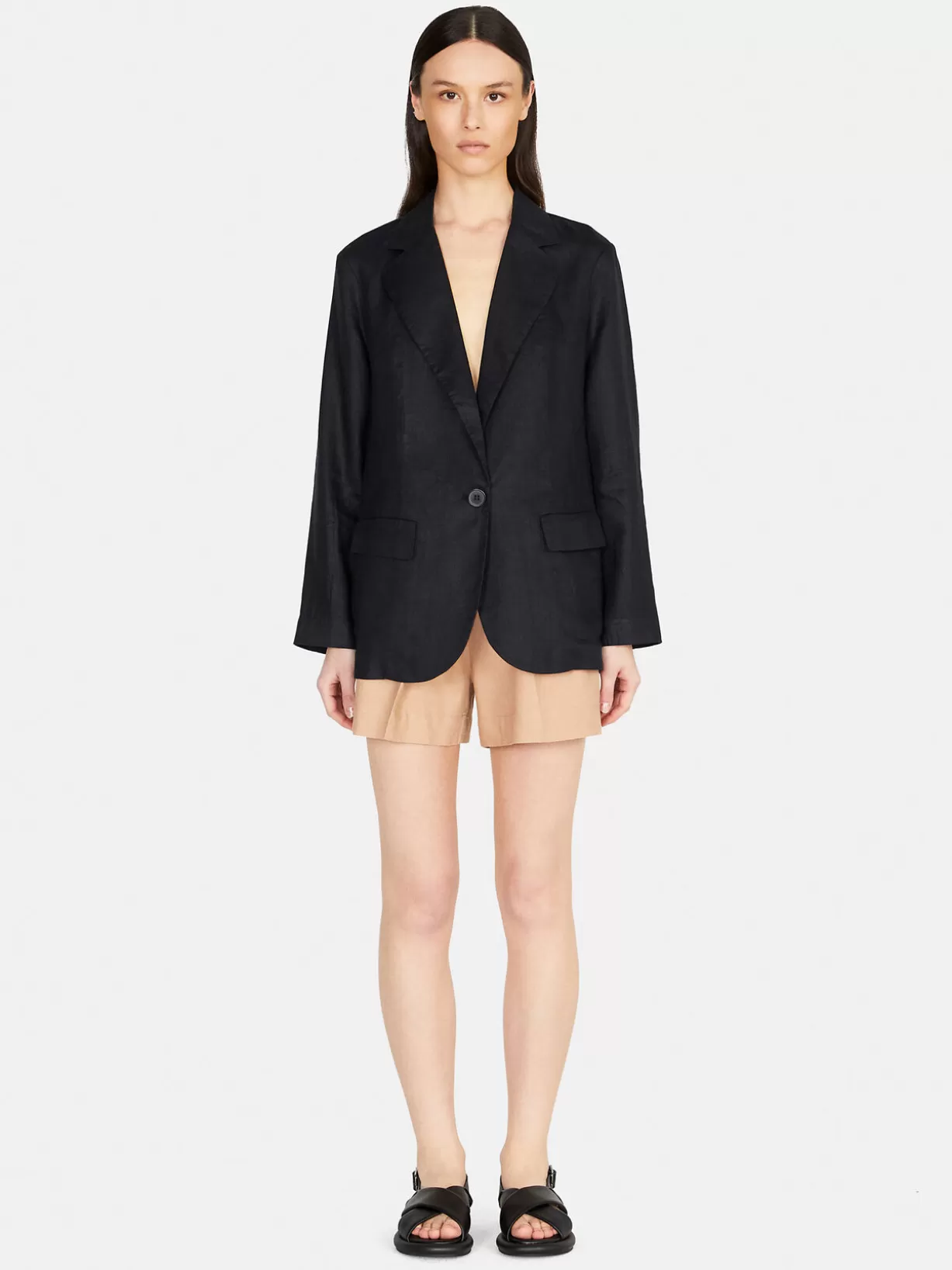 Single-Breasted 100% Linen Jacket<Sisley Store