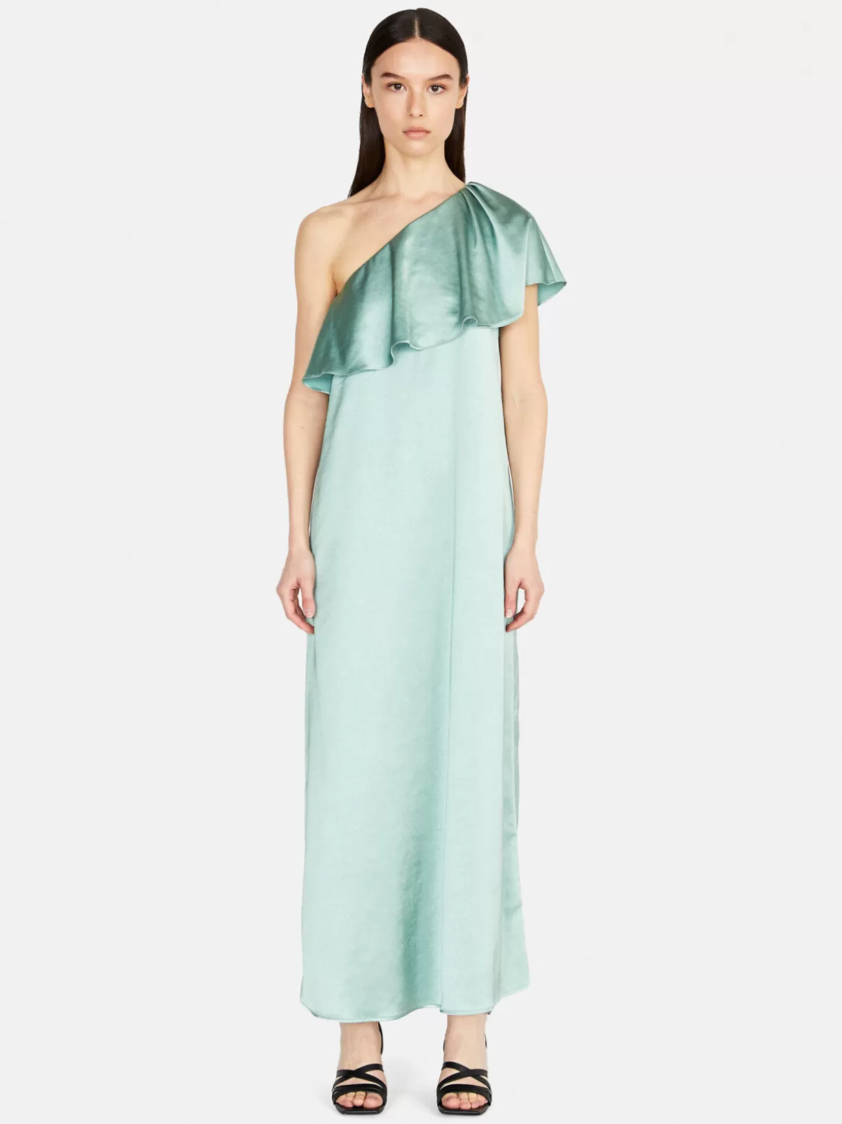 Single-Shoulder Satin Dress<Sisley Clearance