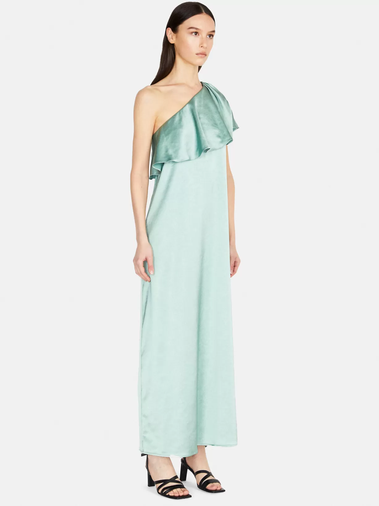 Single-Shoulder Satin Dress<Sisley Clearance