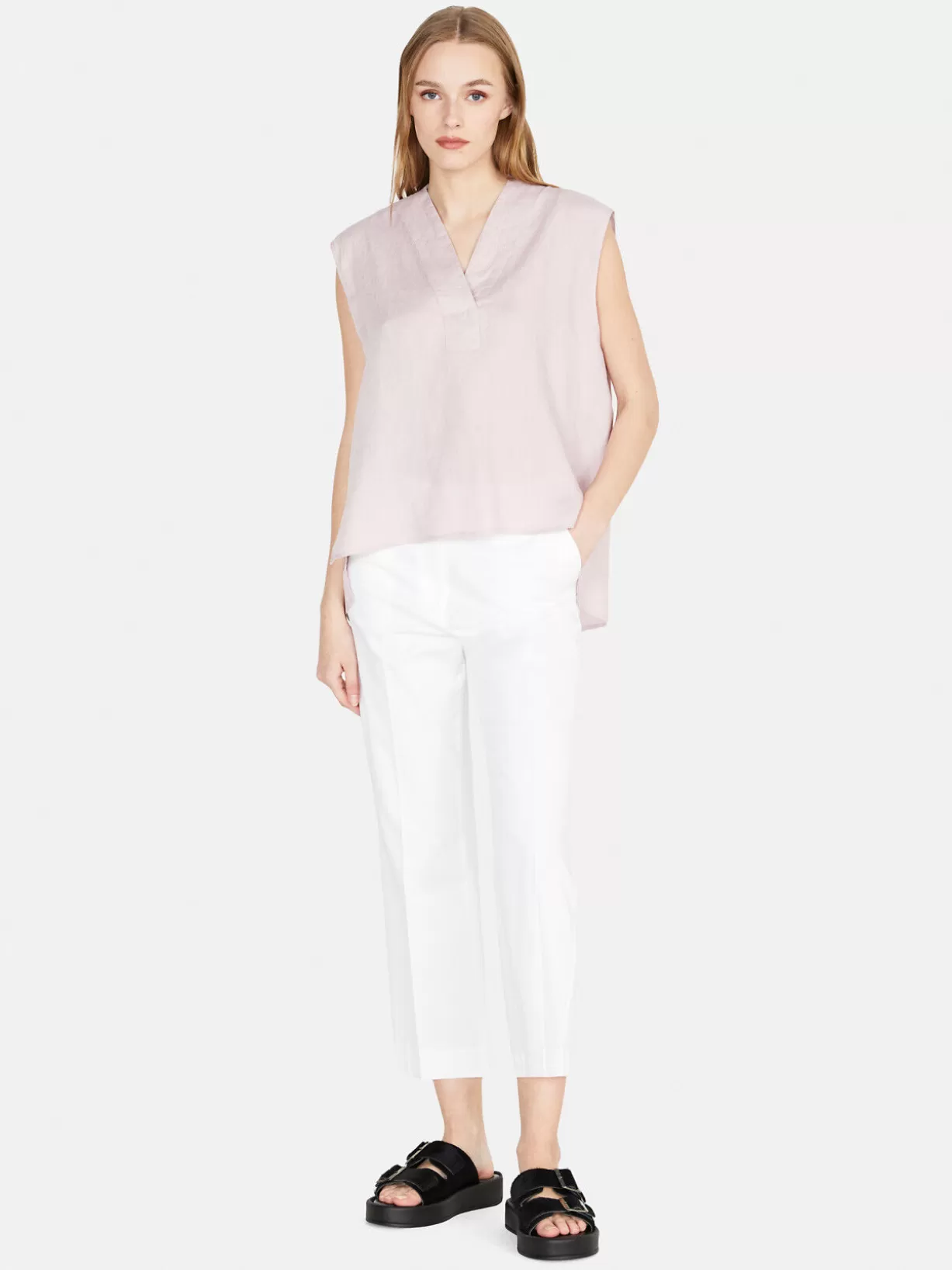 Sleeveless Blouse In 100% Linen<Sisley Online