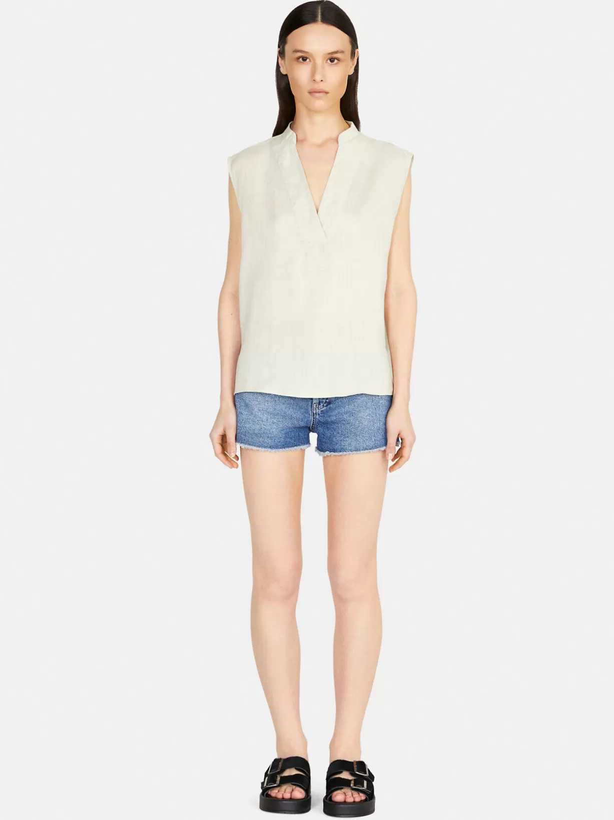 Sleeveless Blouse In 100% Linen<Sisley Best Sale