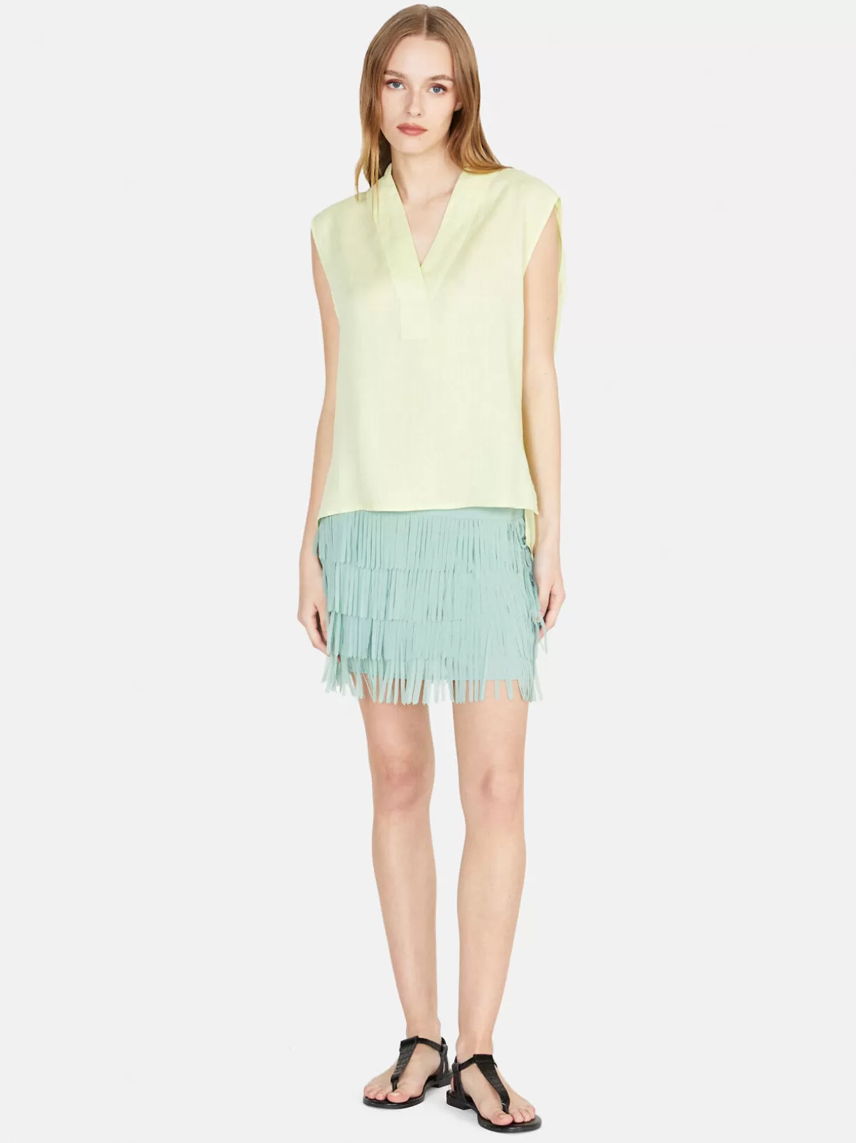 Sleeveless Blouse In 100% Linen<Sisley Best