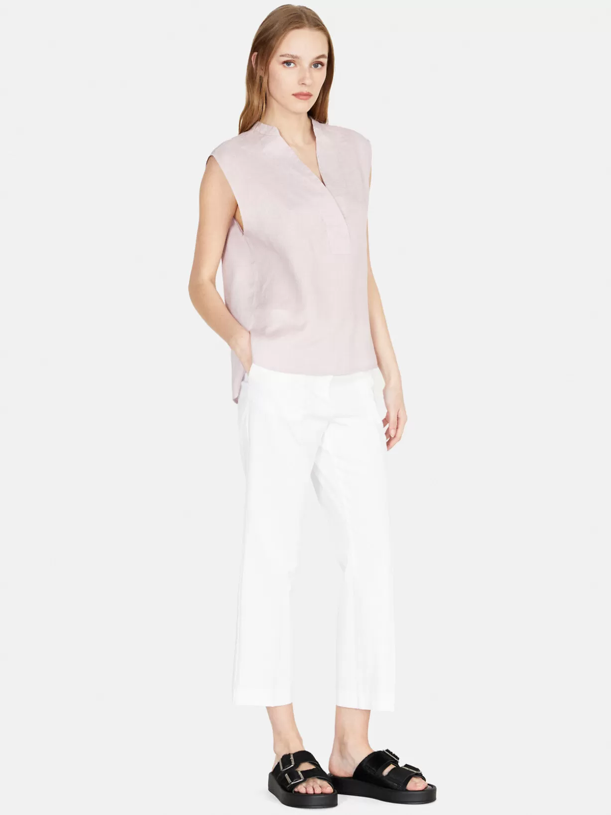 Sleeveless Blouse In 100% Linen<Sisley Online