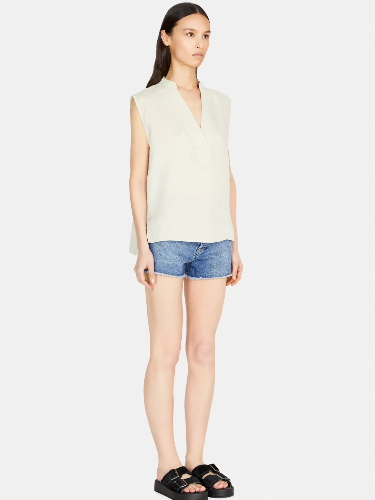 Sleeveless Blouse In 100% Linen<Sisley Best Sale