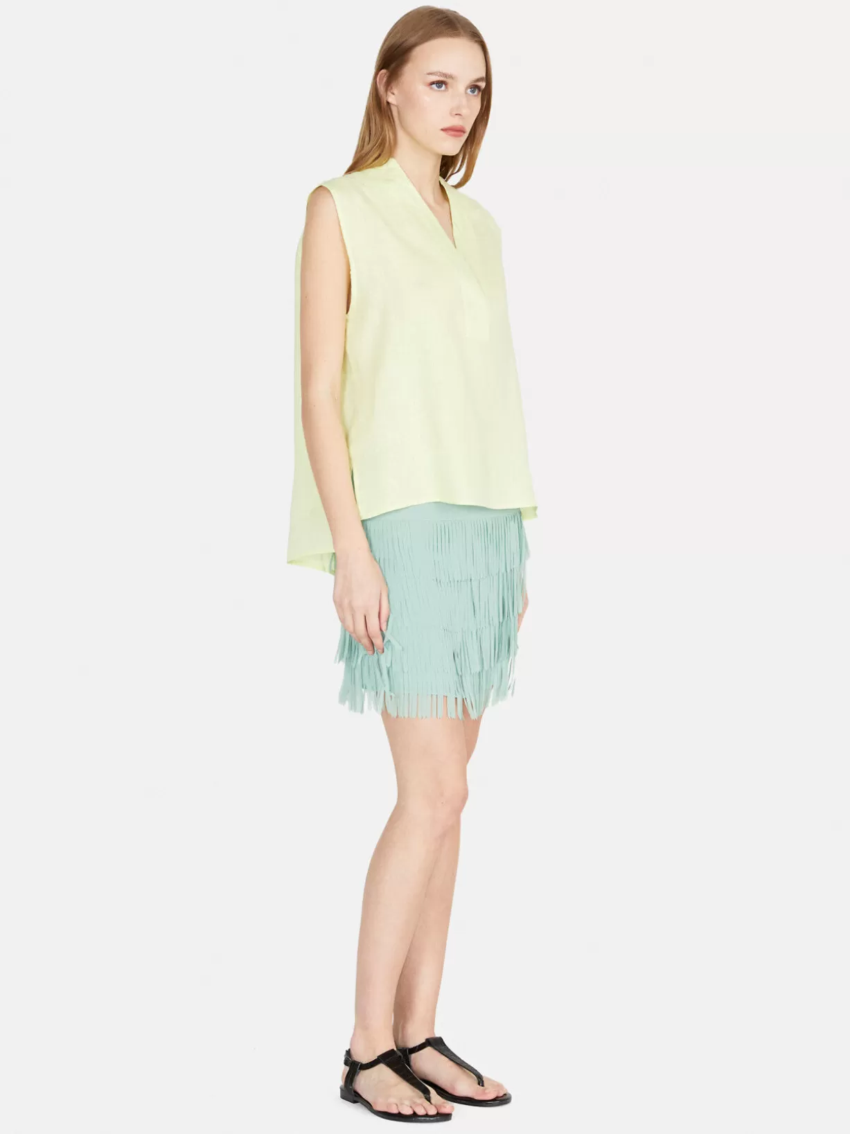 Sleeveless Blouse In 100% Linen<Sisley Best