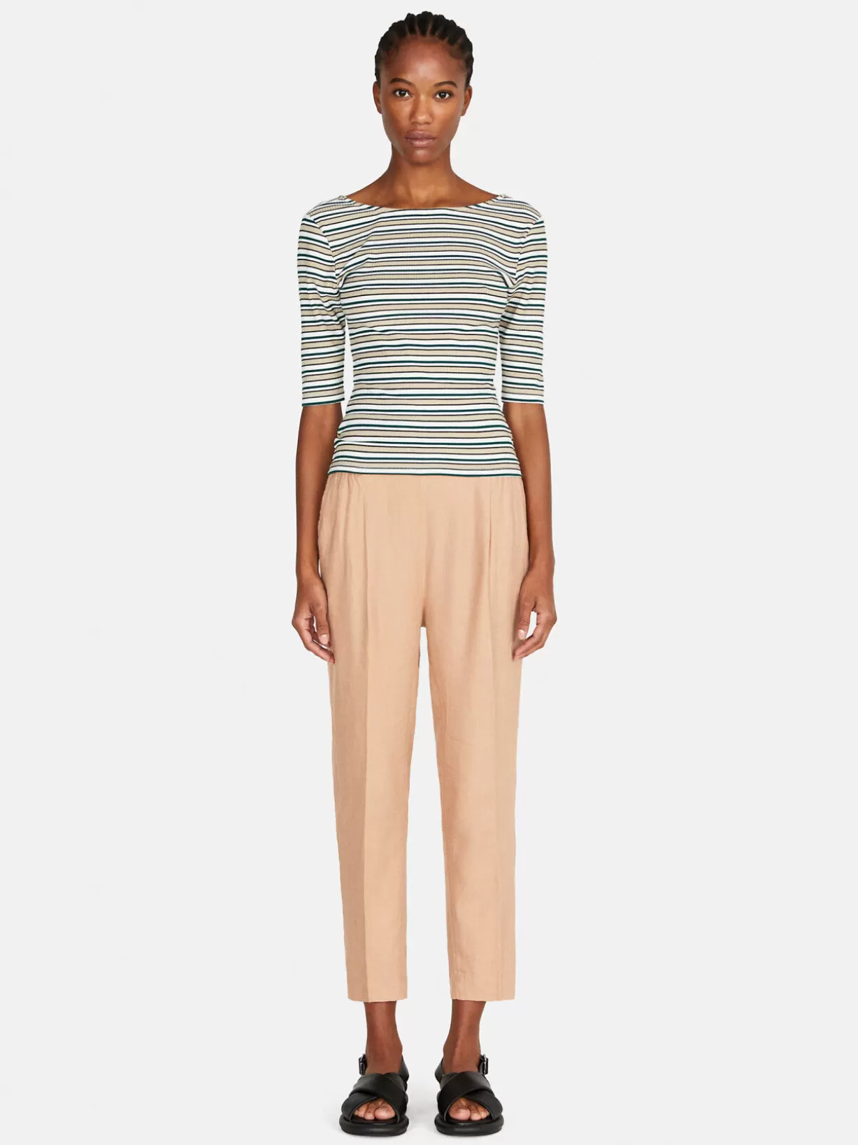 Striped Ribbed T-Shirt<Sisley Best