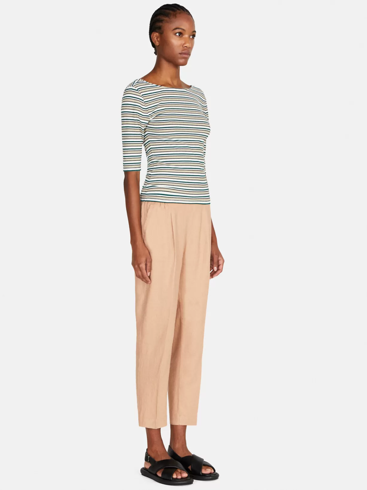 Striped Ribbed T-Shirt<Sisley Best