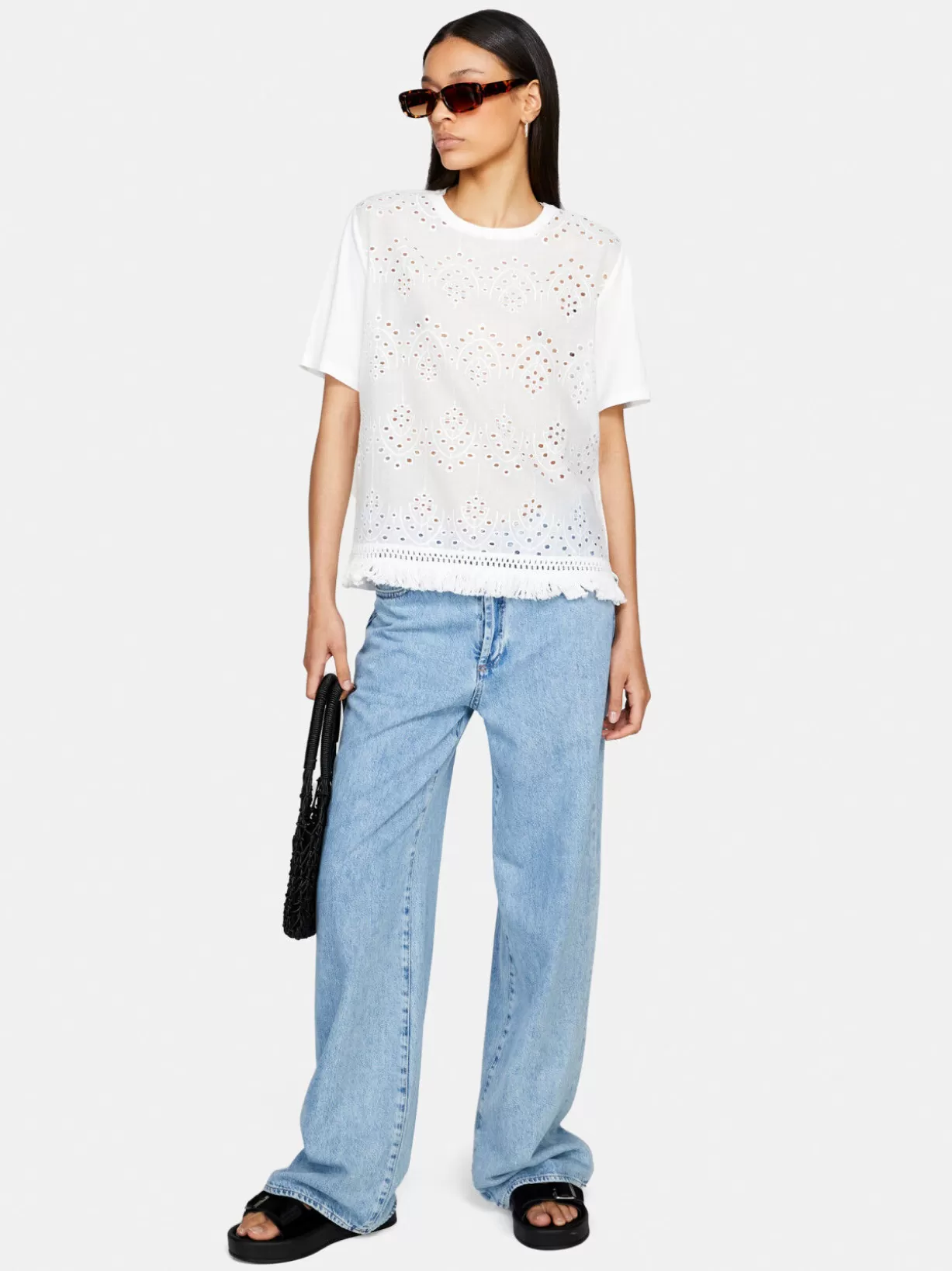 T-Shirt With Broderie Anglaise<Sisley Cheap