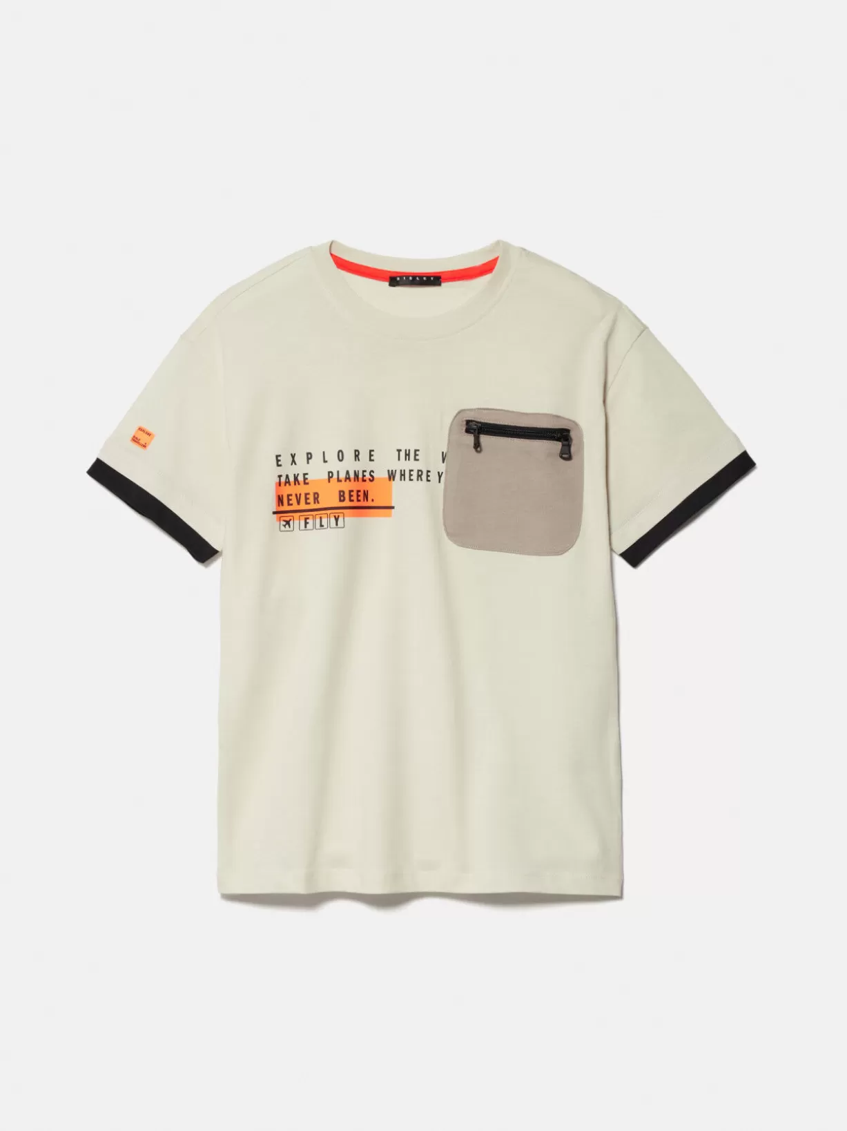 T-Shirt With Clashing Pocket<Sisley Cheap