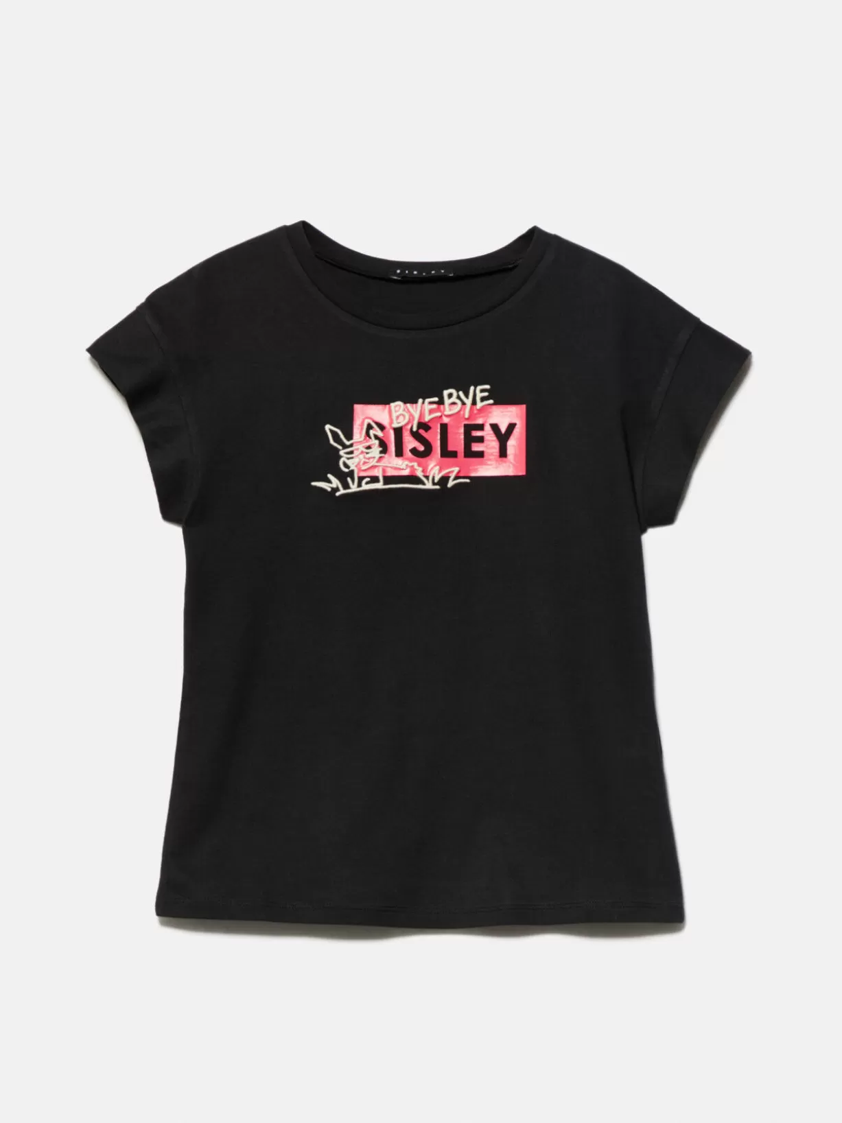 T-Shirt With Print And 3D Embroidery<Sisley Outlet