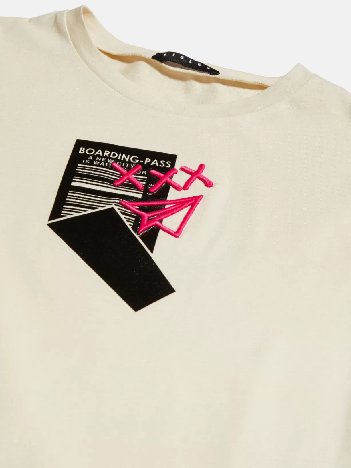 T-Shirt With Print And 3D Embroidery<Sisley Flash Sale