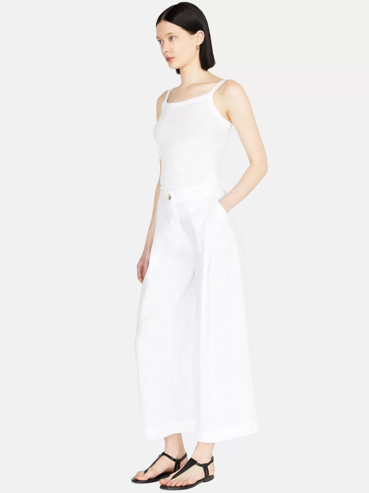 Wide Leg Trousers In Linen<Sisley Store